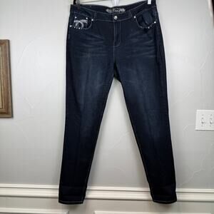 5ive Jeans Size 16 Bootcut Bling Pocket Dark Wash Stretch Denim Y2K Style